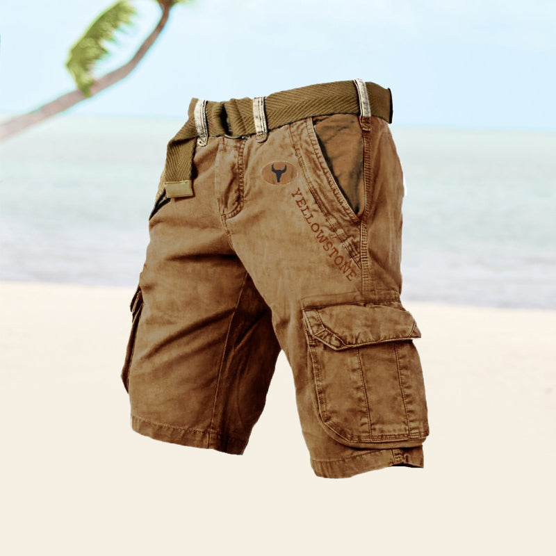 Men's Multi-Pocket Cotton Cargo Shorts