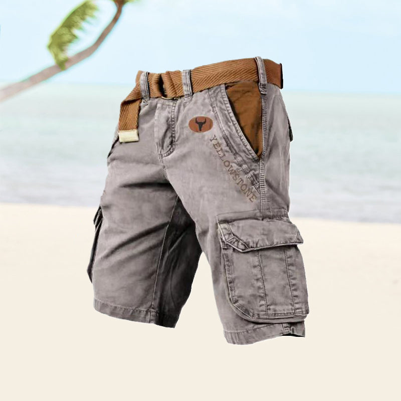 Men's Multi-Pocket Cotton Cargo Shorts