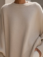 Women's Oversized Wool Blend Crew-Neck Pullover Sweater