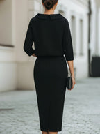 Boat Neck Top High-Waist Midi Skirt Set