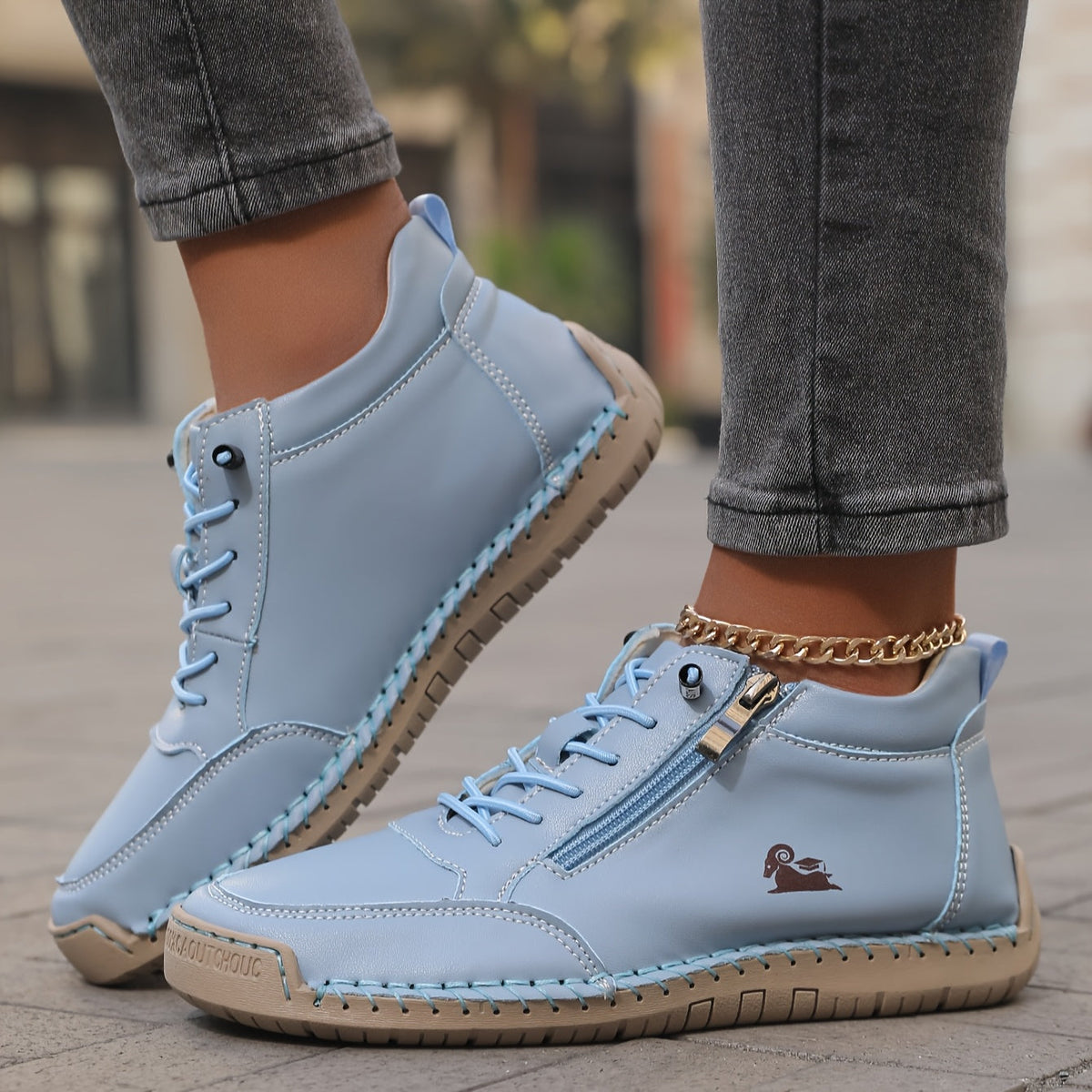 Women's arch support lace up ankle sneakers with wide toe box