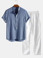 Cotton-Linen Shirt and Pants Set