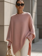 Women's Oversized Wool Blend Crew-Neck Pullover Sweater