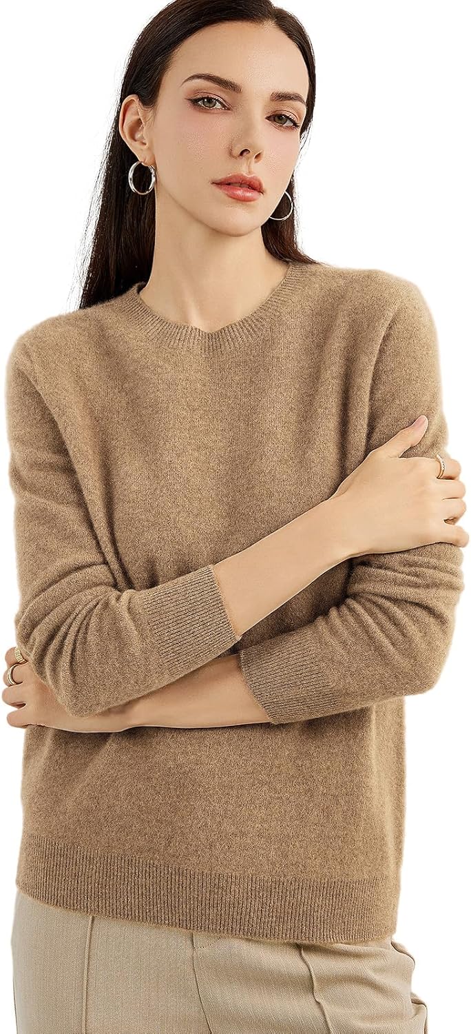 Women's luxe cashmere crew neck sweater