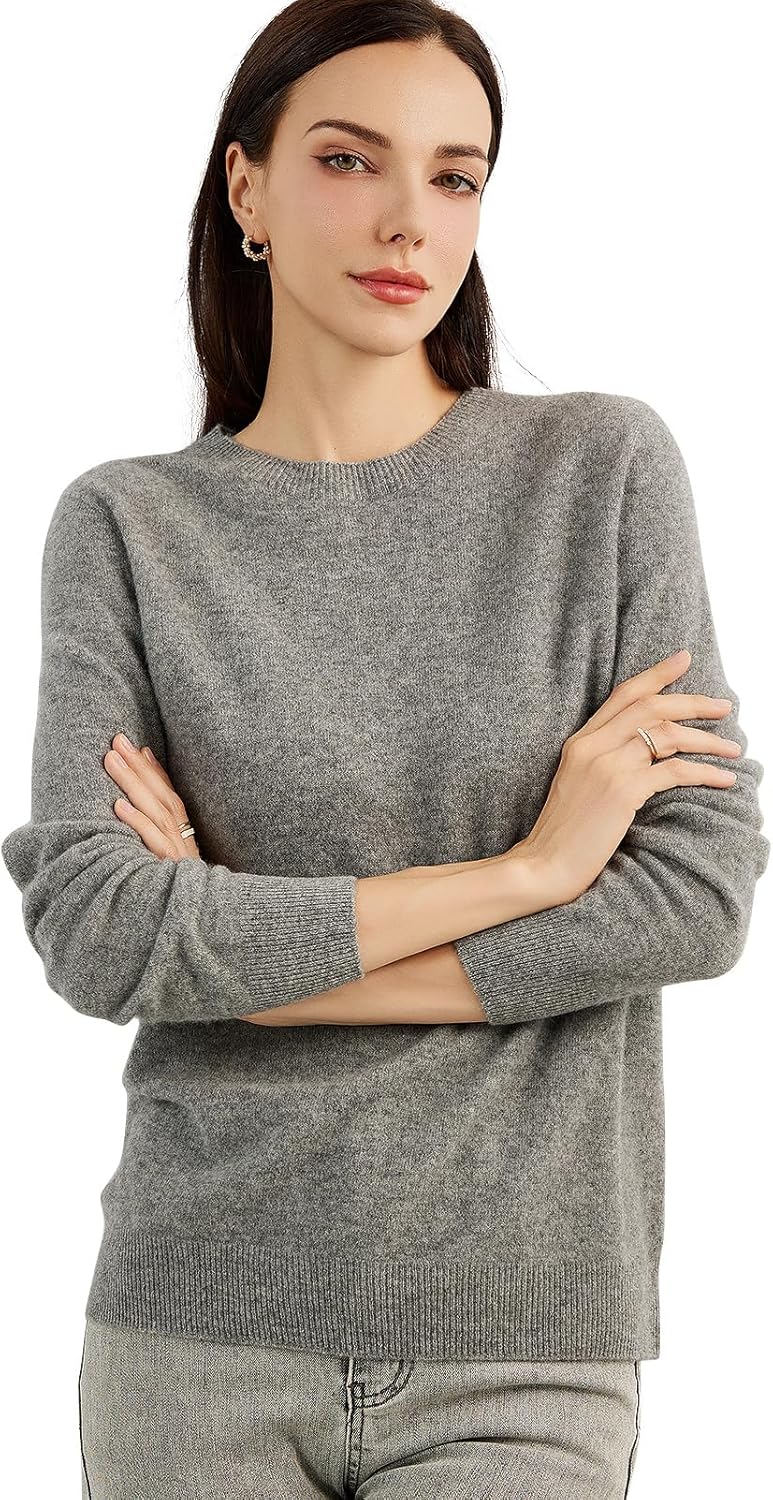 Women's luxe cashmere crew neck sweater