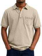 Relaxed Fit Vintage Wash Polo Shirt Men