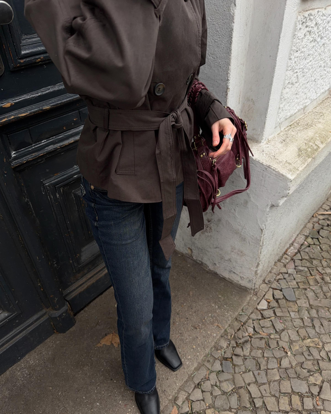 Cropped boxy trench coat