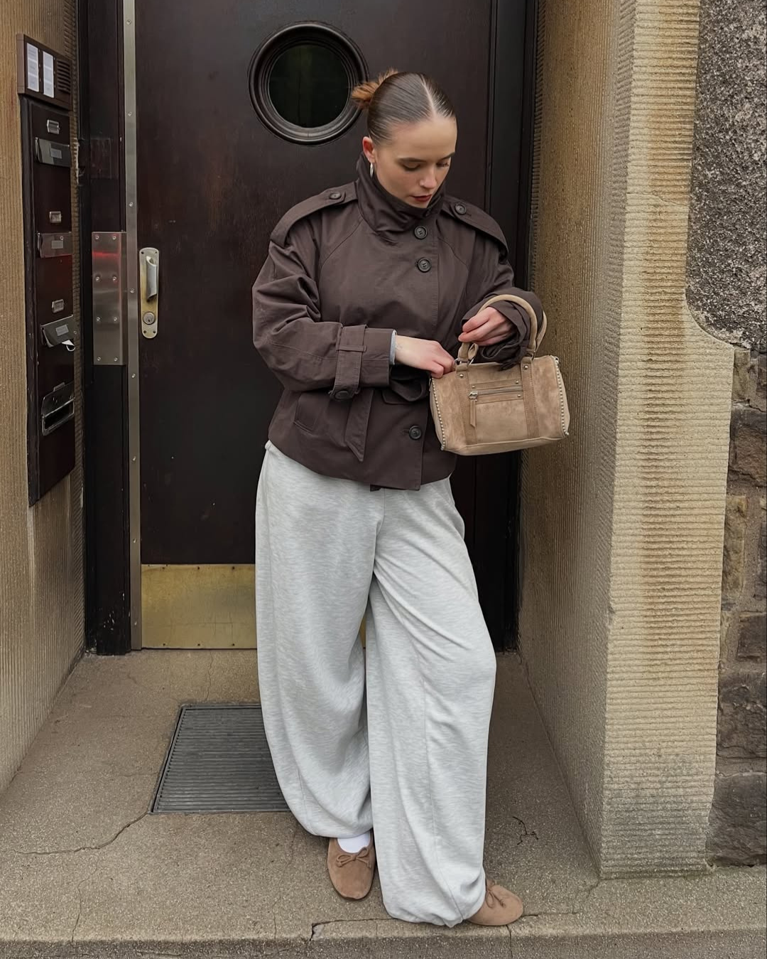 Cropped boxy trench coat