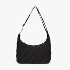 Women's chic quilted puffer shoulder bag in black