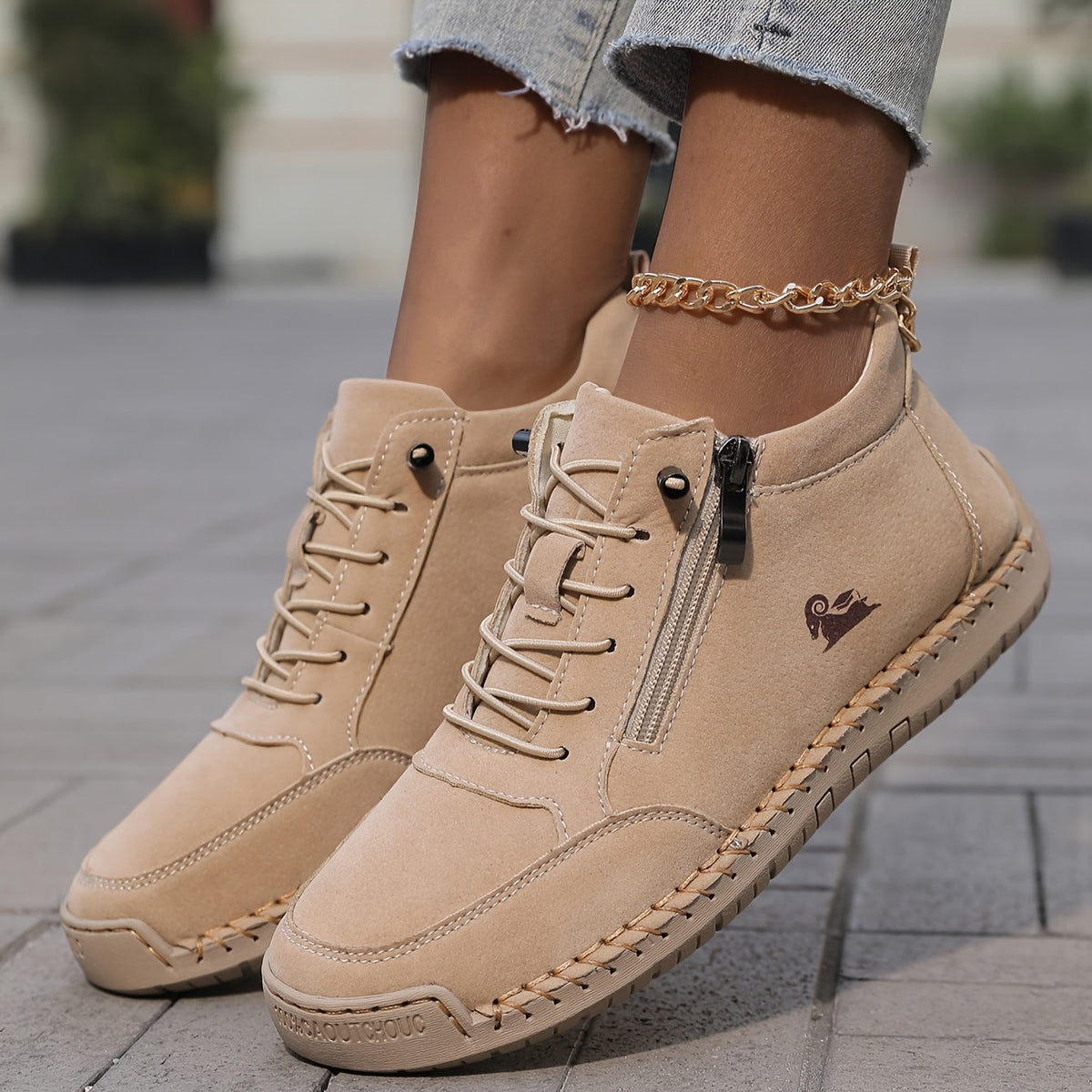 Women's arch support lace up ankle sneakers with wide toe box