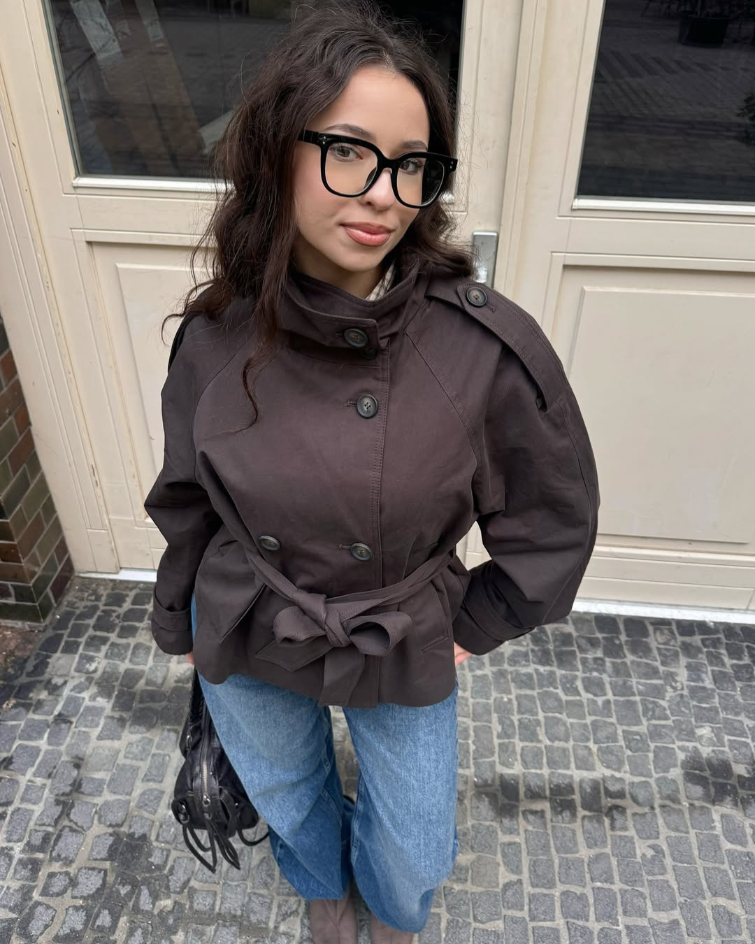 Cropped boxy trench coat