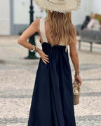Cross-Strap Halter Maxi Dress