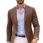 Men's knit blazer with notch lapel in brown