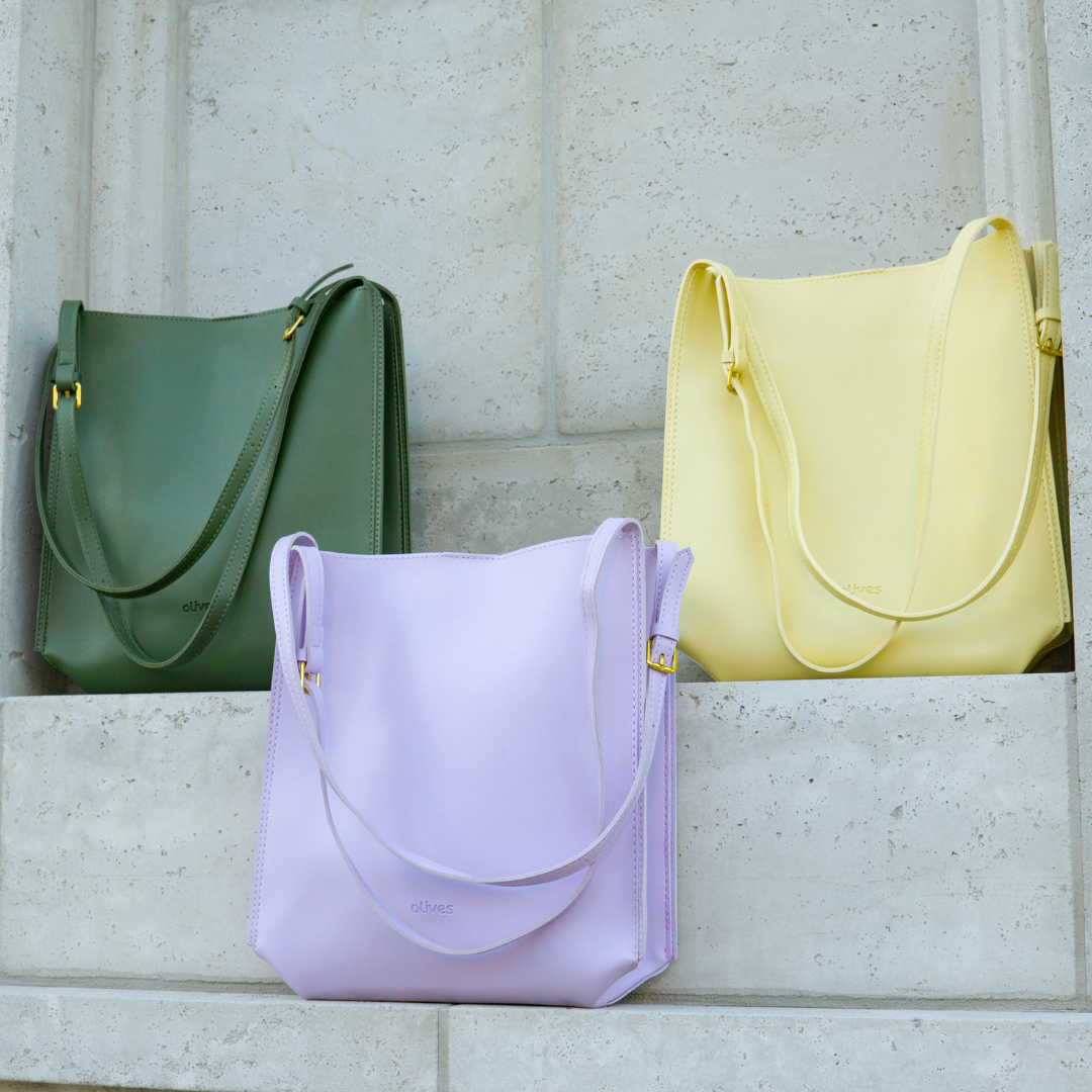 Vegan leather shoulder tote bag