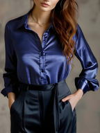 Long Sleeve Satin Blouse