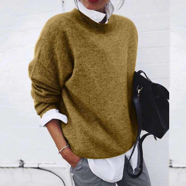 Cashmere Knit Pullover with Mock Collar