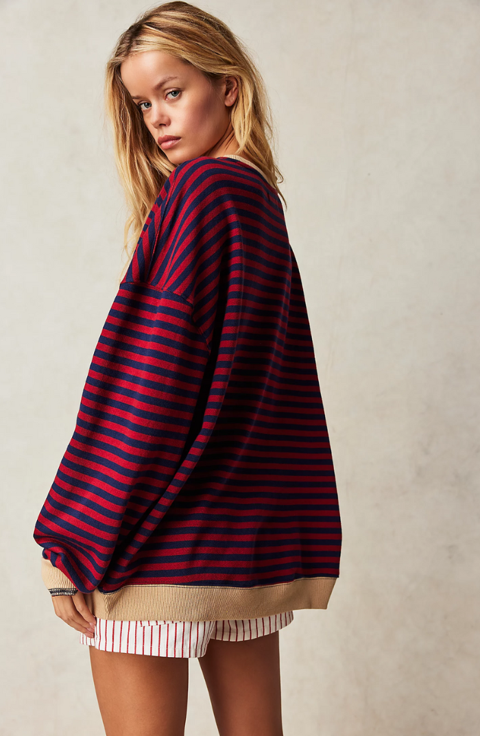 Oversized Striped Crewneck Sweatshirt