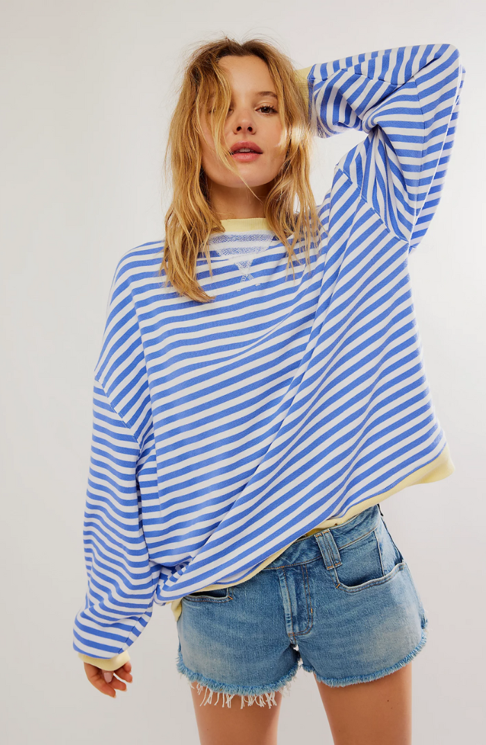 Oversized Striped Crewneck Sweatshirt