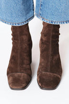 Women's faux suede block heel ankle boots