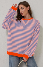 Oversized Striped Crewneck Sweatshirt