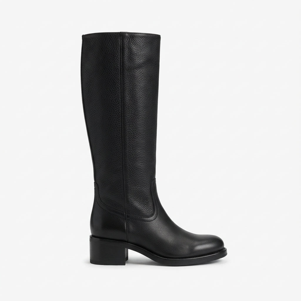 Orthopedic knee high leather boots in black