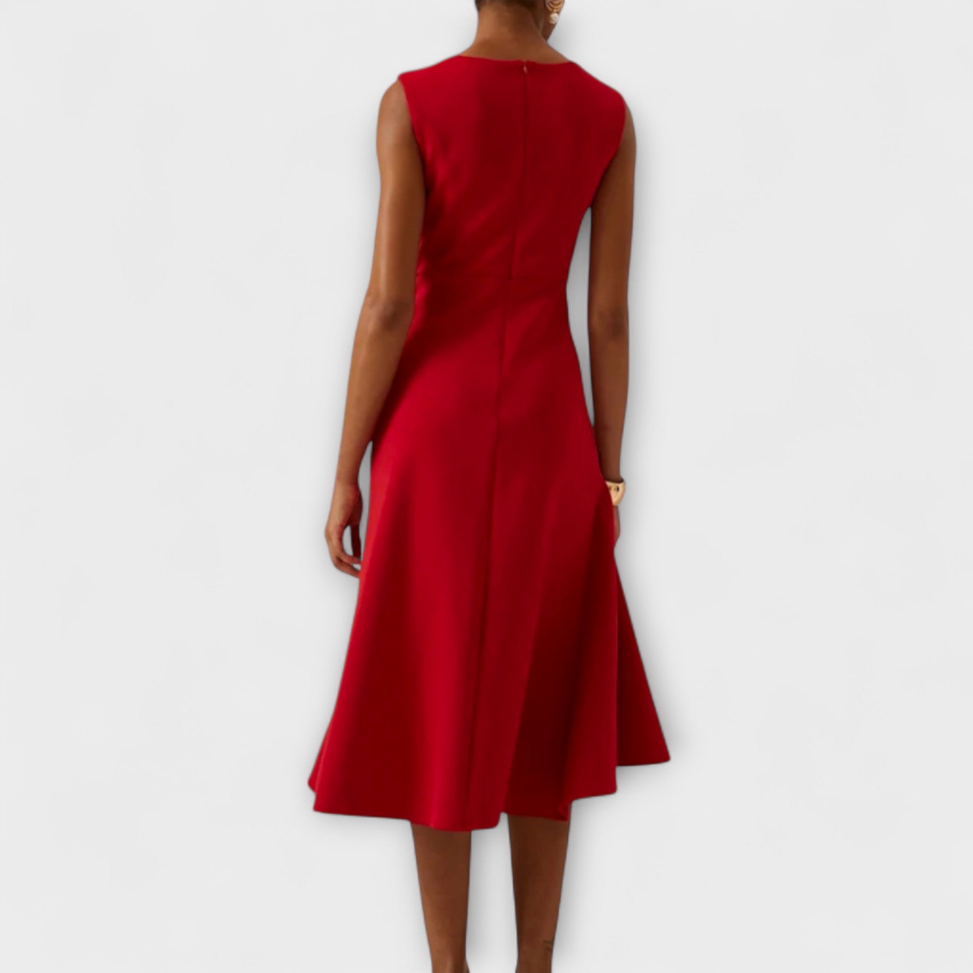 Women's Midi Dress with Draped Front
