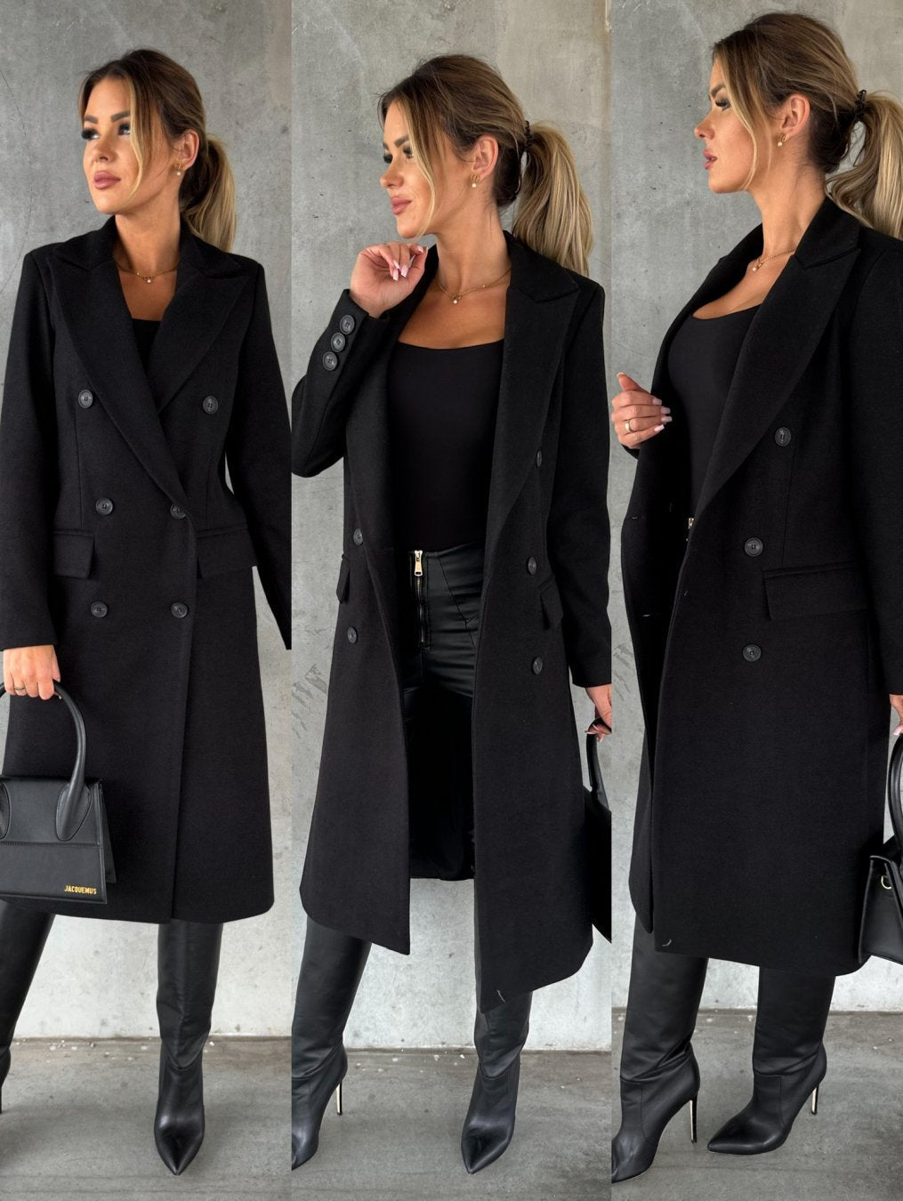 Women's Double-Breasted Cashmere Blend Longline Coat