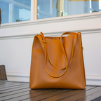 Vegan leather shoulder tote bag
