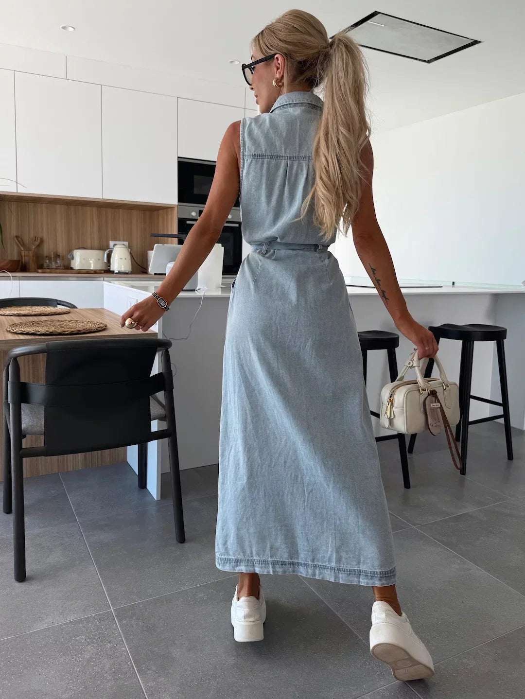 Denim Maxi Dress Sleeveless