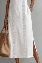 Sleeveless Side Slit Dress with Pockets