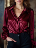 Long Sleeve Satin Blouse