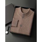 Cashmere cardigan sweater with ribbed cuffs