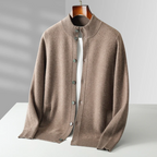 Cashmere cardigan sweater with ribbed cuffs