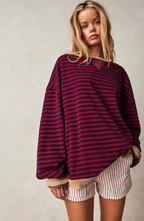 Oversized Striped Crewneck Sweatshirt