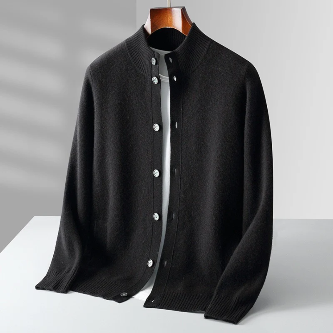 Cashmere cardigan sweater with ribbed cuffs