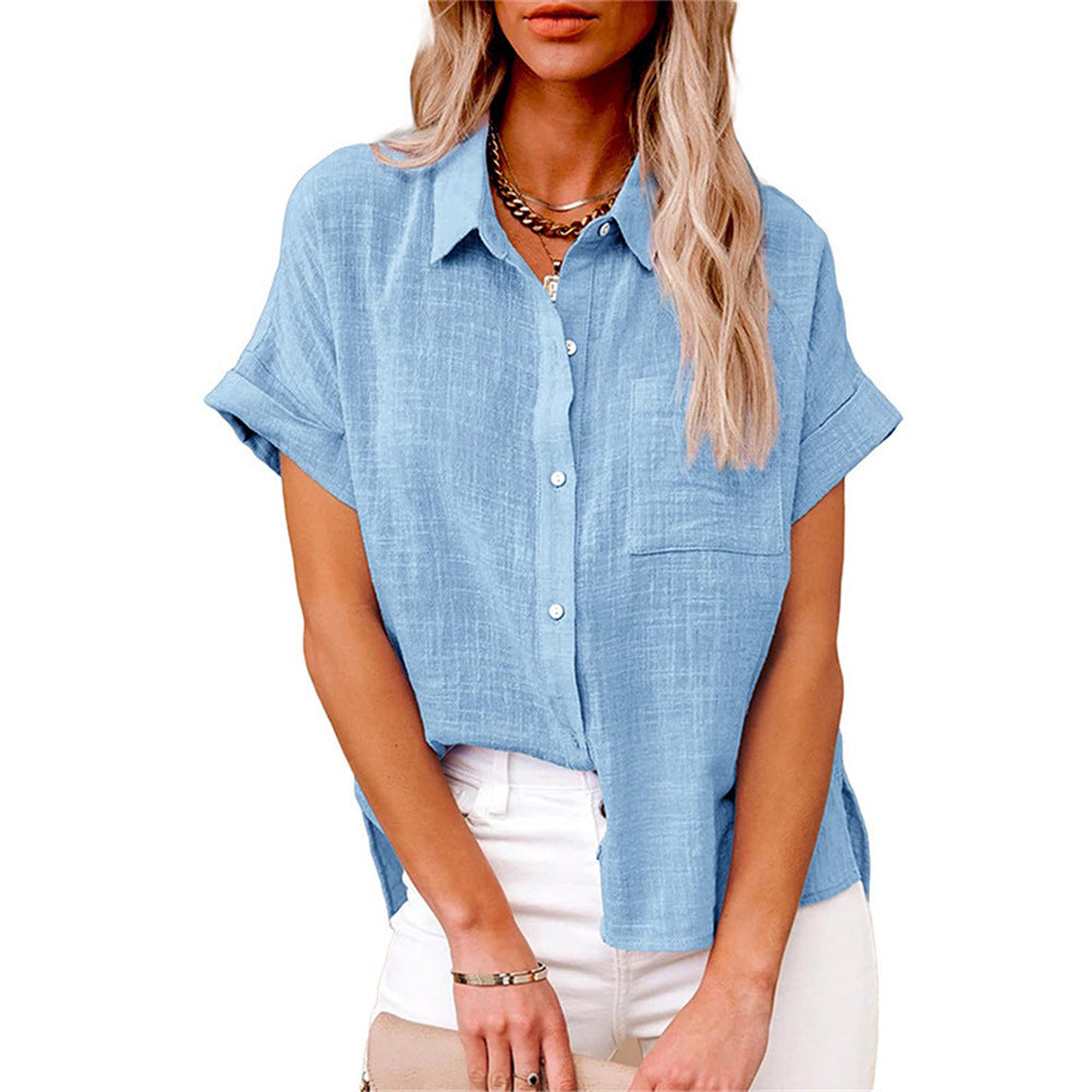 Women's Cotton Linen Short Sleeve Shirt