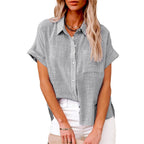 Women's Cotton Linen Short Sleeve Shirt