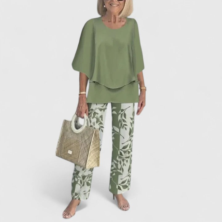 Women's Elegant Two-Piece Set Top and Trousers