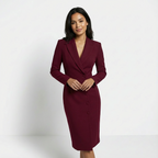 Tailored Midi Dress Blazer Style Long Sleeve