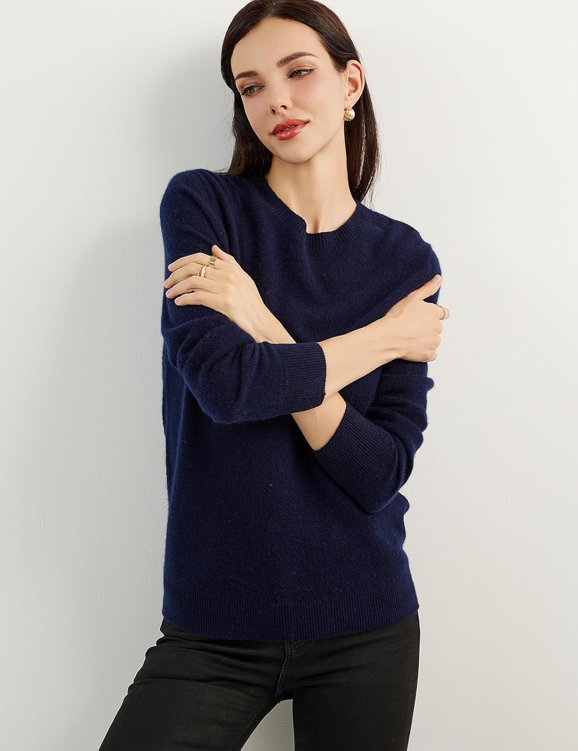 Women's luxe cashmere crew neck sweater