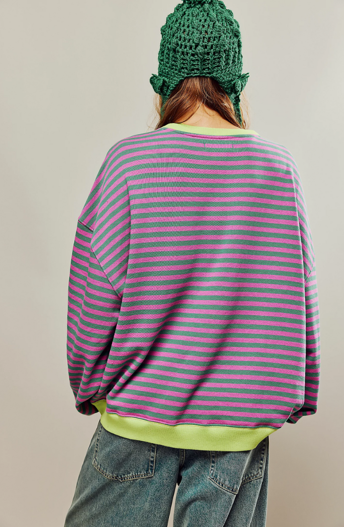 Oversized Striped Crewneck Sweatshirt