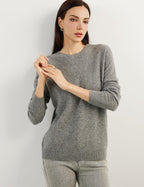 Women's luxe cashmere crew neck sweater
