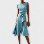 Women's Midi Dress with Draped Front