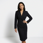 Tailored Midi Dress Blazer Style Long Sleeve