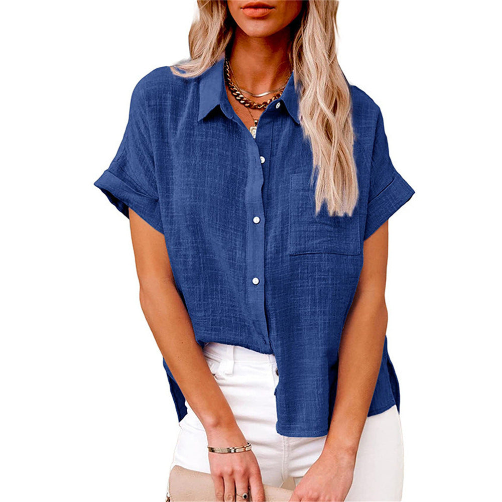 Women's Cotton Linen Short Sleeve Shirt