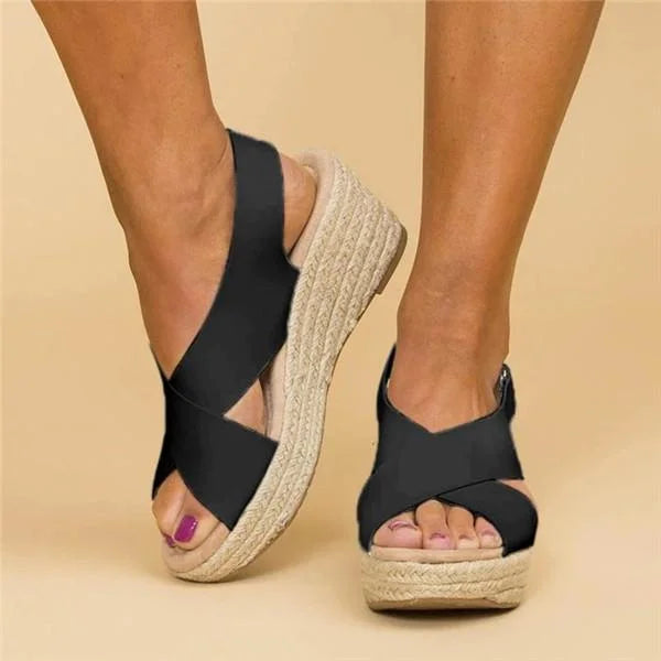 Crossover Wedge Espadrilles Sandals