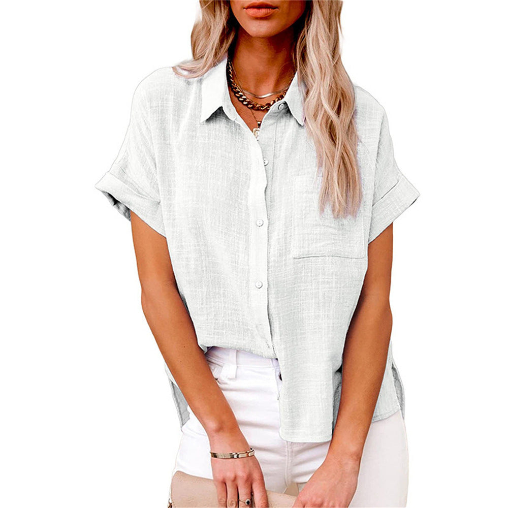 Women's Cotton Linen Short Sleeve Shirt