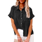 Women's Cotton Linen Short Sleeve Shirt