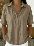 Women's Collared Button-Front Blouse