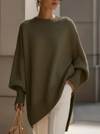 Women's Oversized Wool Blend Crew-Neck Pullover Sweater
